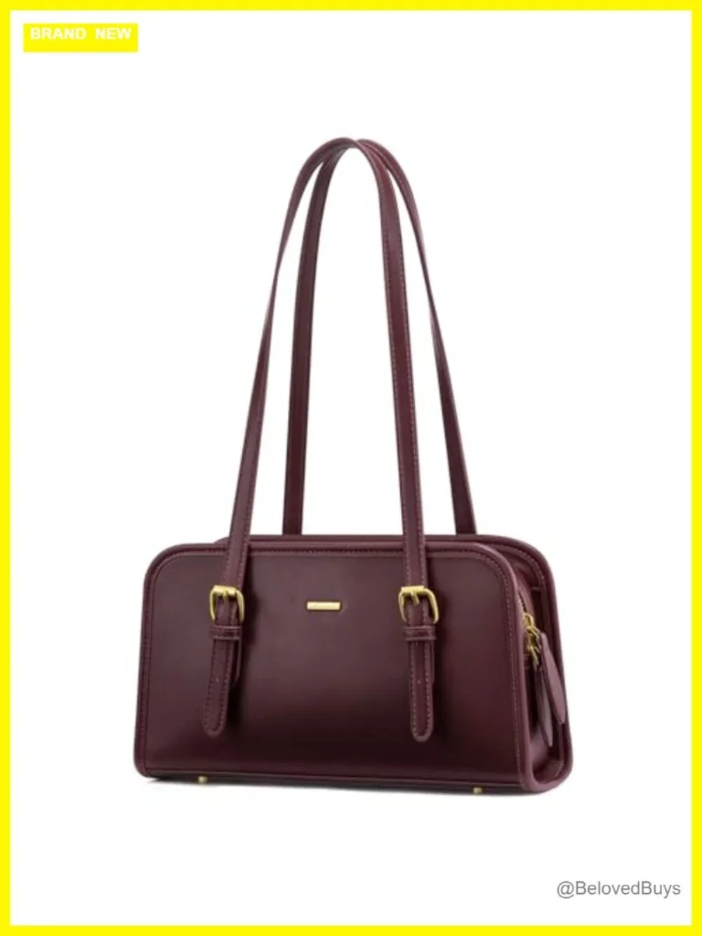 Vegan Leather Swing Zip Shoulder Bag with Cherry Accent